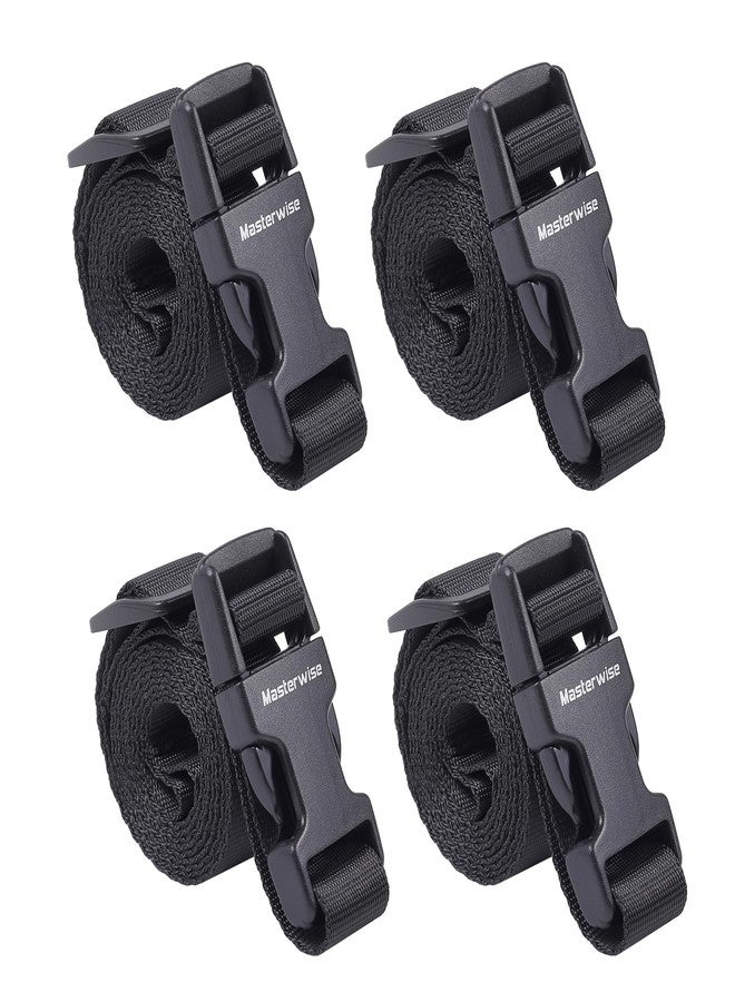 Masterwise Buckle Straps with Clips, Adjustable Nylon Straps with Buckle, Black 4 Pack (4‘x0.75“) - Image 1